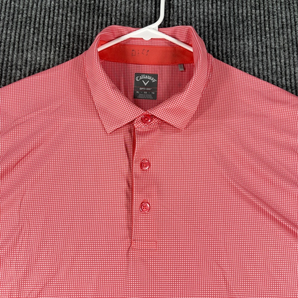 Callaway Mens Shirt Polo XL Extra Large Red Check Short Sleeve Golf Outdoor
